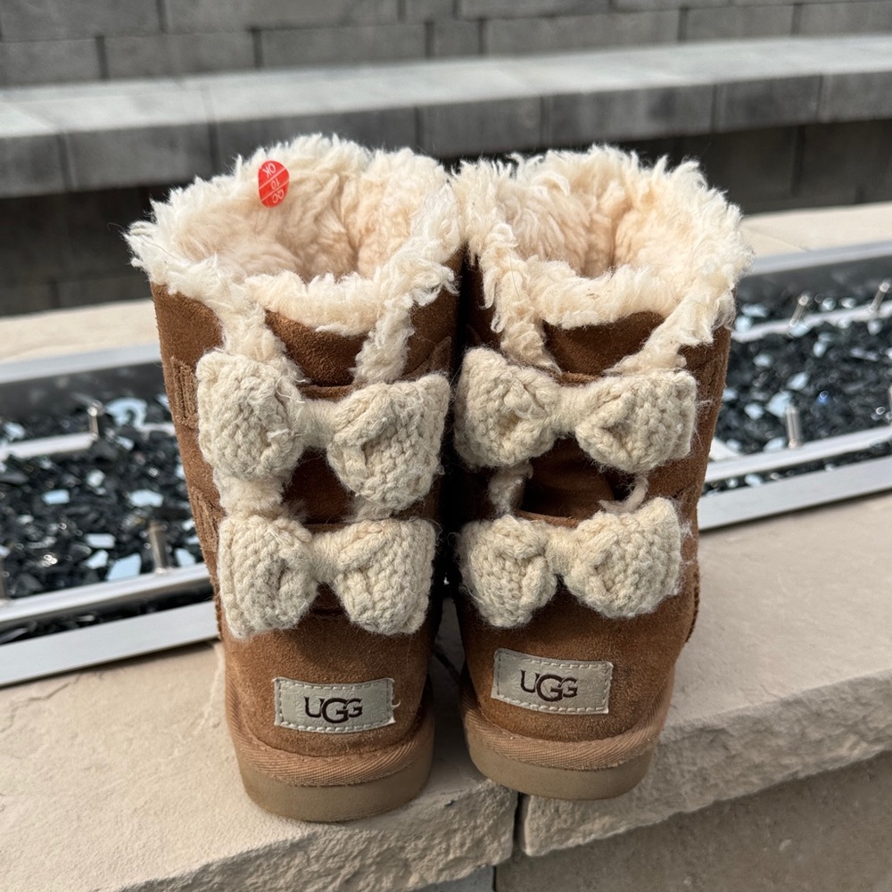 UGG Kids' Brown and Cream Bow Boots